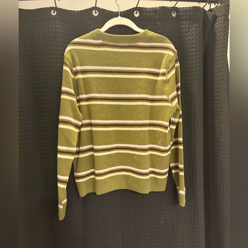 Reformation Cashmere Boyfriend Sweater XS Pear Multi Stripe NWT - Picture 7 of 7